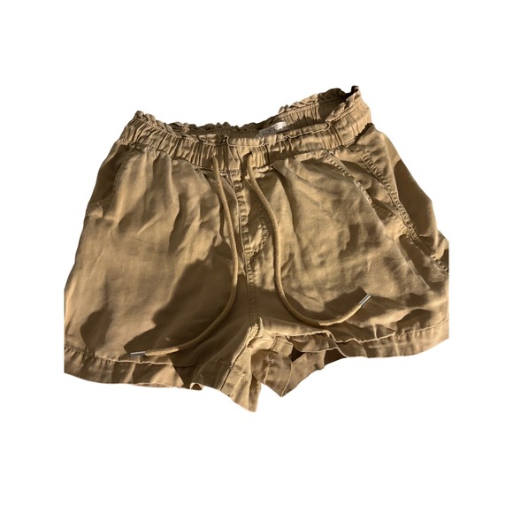 LOFT Pants - LOFT Khaki Tan Paperbag Waist Shorts Elastic Drawstring Pockets SM Boho Casual